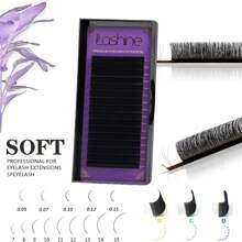 Lashine 16 Rows L Curl Series Individual False Eyelashes Extensions C D L LC LD LU Curl 0.05mm 0.07mm Thickness 8-15mm Mixed Lengths Faux Mink Classic Lash Soft And Natural
