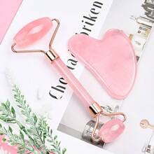 3pcs/2pcs/1pc Set Pink Gua Sha Facial Massage Tool, Full Body Meridian Gua Sha Massage Roller, Facial Beauty Lift Massage Tool