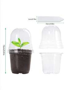 10sets-Clear Nursery Pots With Humidity Dome, 10CM Plastic Plant Pot Seedling Start Pots Flower Pot With Drain Holes For Flower Plant See,Gardening Supplies,Gardening,Garden,Pots For Plants,Room Decor,Home Decor,DIY Gardening Signs,Transparent Plastic Gardening Pot Planting Containers Cups Planter Small Starter Seed Starting Trays For Seedling (Clear) - 透明色 - 查看 6