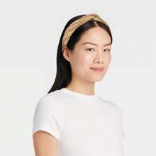 Woven Top Twist Headband - Universal Thread ™   Brown: Stripe Pattern,  Polyester, Hair Styling - 1 - View 2