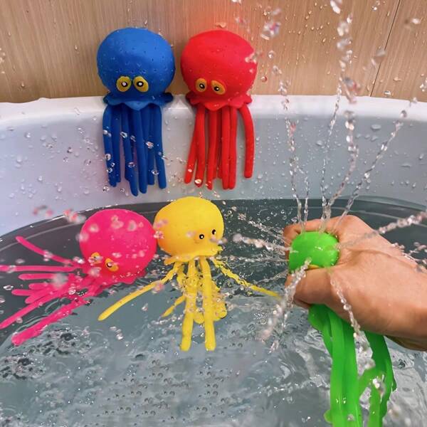 Juguete de apretón adorable de pulpo - Colorido, reutilizable para alivio del estrés para niños y niñas - Perfecto para fiestas en la piscina de verano, juego en el baño y decoraciones de canasta de Pascua, juguete de baño de pulpo | Diseño juguetón | Juguete de goma duradero, juguete divertido