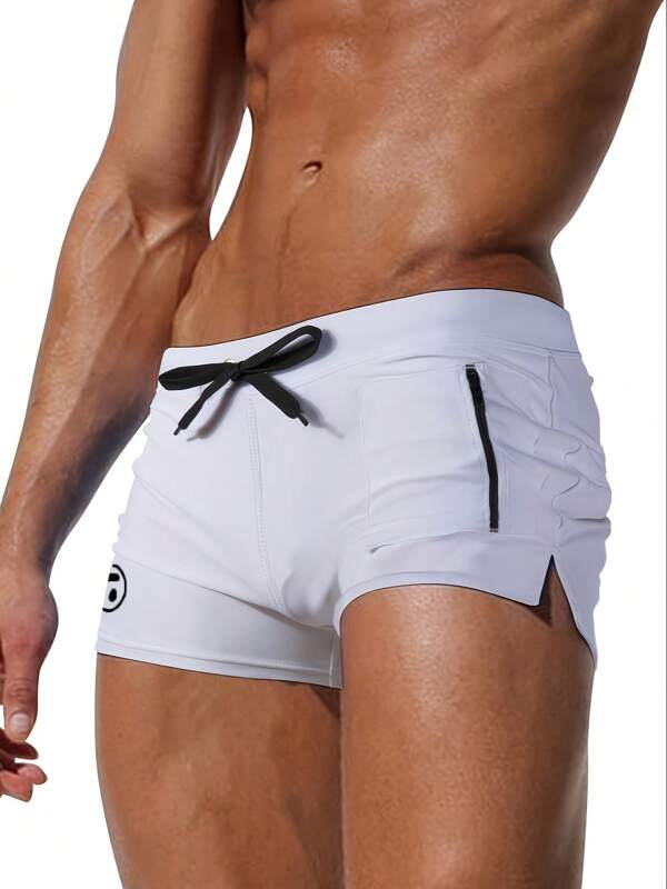 Men's Sexy Briefs Swimming Trunks With Front Pocket And Zipper, Beach Shorts, Plus Size Swim Shorts