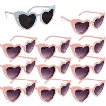 11pcs Street Photography Prop Decoration Heart-Shaped Party Sunglasses, Retro Fashion, Suitable For Wedding, Christmas, Halloween Gifts And Holiday Presents