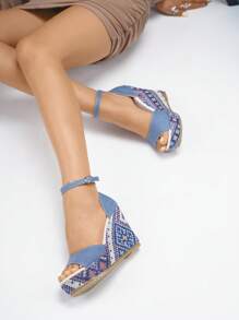 New Bohemian Multi-Color Wedge Platform Waterproof Open Toe Strappy High Heel Sandals