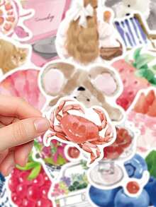 50 pièces Autocollants artistiques style méditerranéen PVC, Cadeau dessin animé, Décoration, Scrapbooking, Ordinateur portable, Bagage, Guitare, Tasse d'eau, Étui de téléphone, DIY Décalque, Fournitures scolaires, Rentrée scolaire - défaut - Voir 3