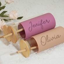 伴娘杯（带吸管）、个性化伴娘杯、定制玻璃硅胶杯（17 盎司）、单身派对礼物、伴娘求婚