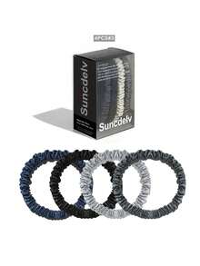SUNCDELV SLIK 100% 纯真丝纯色发圈，高品质发绳（22毫米），女士发饰马尾辫发圈，适合节日、旅行、生日等场合。 - 彩色 - 查看 22