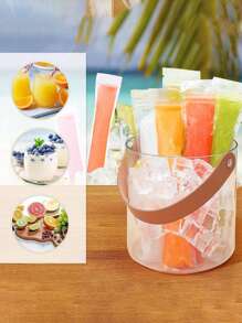 50pcs/100pcs Summer Refreshing Transparent Disposable Popsicle Bags, Household Ice Pop Mold, Sealed, Cold-Resistant, Used For Juice, Soda, Fruit, Freezing And Food Preservation