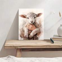 1pc Inspirational Canvas Painting - Jesus Gently Holding A Lamb, Biblical Artwork In Elegant , Ready-To-Hang Wall Decor For Living Room, Church, Classroom, Or Office, Perfect For Spiritual And Serene Spaces, No Frame