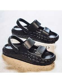 Modische perforierte Herrensandalen, Outdoor Dicksohlen dauerhafte Badelatschend - Schwarz - Übersicht 10