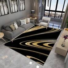 7x5ft/84x60in Marble Rug, Black Gold Rug, Area Rug, Decorative Rug, Rugs For Living Room, Gift Rug, Non Slip Rug, Home Decor Carpet, Gift For Her