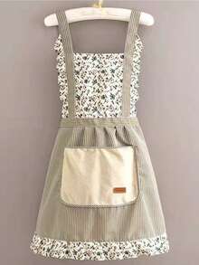 1pc/3pcs Bohemian Princess Apron Canvas Home Apron Kitchen Bandage Anti-Fouling Breathable Female Princess Dress Cooking Vest Work Cloth Strap Hand Cloth Pocket (Random English Letters On Pocket) - Multicolor - View 9