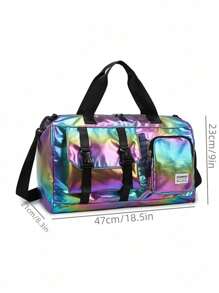 Sac de voyage grande capacité léger arc-en-ciel laser perle - organisateur de gym étanche séparation humide/sec avec compartiment à chaussures indépendant pour la saison scolaire, le fitness, le yoga et les voyages. Accessoires scolaires