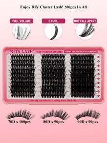 RITALASH RITALASH 404PCS D Curl Fairy Eyelash Style Mix Cluster Lashes Kit Soft And Comfortable False Eyelashes Kit With Lash Bond&Seal Tweezers At Home For Daily Life&Dates And Party
