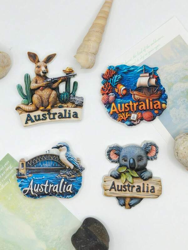 1PC Australian Animal 3D Fridge Magnet, Exquisite And Cute Koala, Kangaroo, Kingfisher Creative Travel Souvenirs Fridge Magnet, Graduation Season Gift, Family Ornaments, Furniture Decoration, Holiday Gift