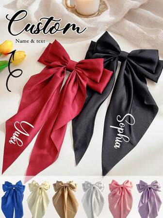 Customized Bow Hair Clip, Spring-Loaded Hair Accessory, Satin Bow Ribbon Hair Clip, Extra Large Solid Color Bow Headpiece, Suitable For Summer, Daily Wear, Festivals, Parties, Elegant, Travels, Gifts, Birthday, Anniversary, Commemorative, Family, Fashion, Students, Schools, Teachers, Retro, Christmas, Family, Friends, Couples, Colleagues,School Supplies,Back To School,School Gift,For Office,For School,For Classroom,For Teacher Gifts,For University,For Colleague,For Dorm Rooms,For Teacher,For Boys And Girls,For Teenagers,Junior High School Students,Middle School Students,High School Senior High School Students,College Students,University Students,Freshman,Sophomore,Underclassmen