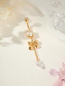 Bow Belly Button Rings Silvery/Golden Diamond Bow Dangle Belly Rings Barbell Navel Rings 14G Belly Rings Stainless Steel CZ Belly Piercing Jewelry For Women Gift - Bow - View 9