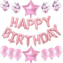 27pcs/Set Happy Birthday Letter Balloon Rose Gold Silver Foil Star Heart Balloon For Adult Birthday Party Decoration - Multicolor - View 23
