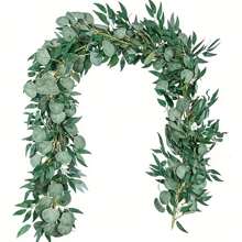 1 Peça Grinalda Artificial de Eucalipto, Trepadeira de Eucalipto Pendurada Verde, Flores Artificiais Antioxidantes de Alta Qualidade, Decoração de Parede, Decoração de Quintal, Suprimentos de Jardim, Decoração de Casamento, Decoração de Festa, Suprimentos de Feriado, Decoração de Feriado Doméstico, Decoração de Jardim