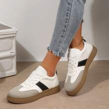 Casual Thick Sole Sneakers For Women Velvet Patchwork Design Lightweight Wear - 灰色 - 查看 6