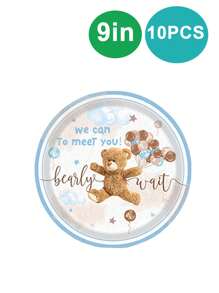 10 قطعة مناديل ورقية أطباق على شكل دب أرعوني للديكور، أطباق ورقية قابلة للتخلص منها على شكل دب أرعوني، لحفلات أعياد الميلاد والتجمعات العائلية