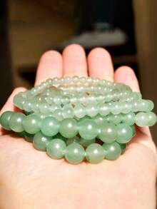 天然绿玉手链，治愈水晶瑜伽串珠手工手链，4 毫米/6 毫米/8 毫米/10 毫米复古风格项链 - 綠色 - 查看 4
