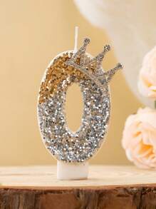 1 Birthday Candle, Festive Party Cake Decoration Gradient Gold Gold Thread Creative 0-9 Digital Candle Cake Decoration Birthday Candle
