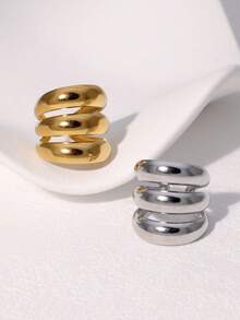 1pc European And American Retro Niche Punk Stainless Steel Exaggerated Geometric Open Ring, Suitable For Women's Daily, Party And Date Wear