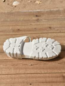 Plus Size Women Solid Color Thick Sole Sandals - Comfortable Thick Sole Open Toe Shoes, With Adjustable Straps, Non-Slip Rubber Outsole - Multifunctional Summer Fashion Sport Sandals