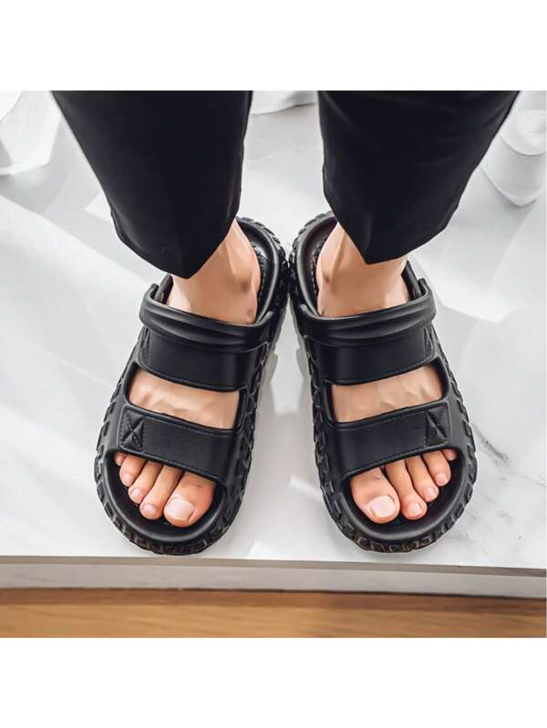 Sandalias perforadas de moda para hombre, chanclas de playa con suela gruesa y duradera para exteriores