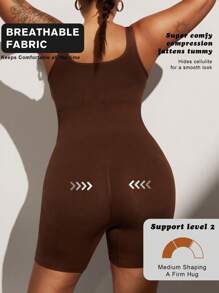1 pieza Mono sin costuras con escultura de cintura para mujer talla grande, con soporte invisible para levantar y controlar el abdomen, para verano