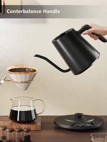 Bouilloire à col de cygne électrique, contrôle de température ±1 °C, pour le café et le thé filtrés, intérieur en acier inoxydable 304, bouilloires électriques à chauffage rapide pour faire bouillir l'eau