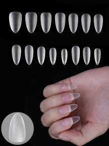 300片杏仁形美甲贴纸，透明杏仁形美甲贴纸，柔软亚克力美甲贴纸，全覆盖，适用于美甲延长以及窄、短、宽、平的甲床 - 磨砂 - 查看 5