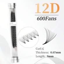 DAIFIYAN Pestañas postizas premontadas de volumen 600/480/420, hechas a mano con tallos naturales largos en 6D/8D/10D/12D/14D/16D/20D/30D/40D, forma C, longitud de 8-15 mm, extensiones de pestañas de visón artificial