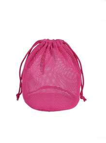 1pc Drawstring Mesh Makeup Bag, Convenient Breathable Travel Toiletry Pouch, Draining Wash Bag