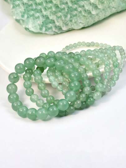Natural Green Jade Bracelet, Healing Crystal Yoga Beaded Handmade Bracelet, 4mm/6mm/8mm/10mm Vintage Style Necklace