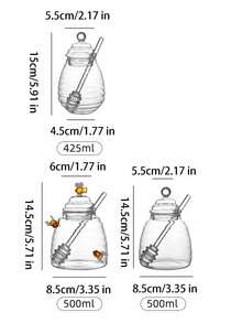 Tarros de cristal de miel con forma de panal con cucharita y tapa. Potes de miel de cristal pesado y transparente, recipientes para miel, mermelada, jalea, sirope para el hogar y la cocina - Multicolor - Ver 11