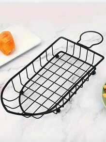 1 pieza Cesta de freír de acero inoxidable - Cesta multiusos para servir alimentos como aperitivos - Accesorio duradero de cocina para el hogar, restaurantes, tiendas de comida rápida, y suministros escolares