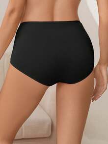 5Pcs Women's Briefs Cotton Sports Fitness Low-Rise Solid Soft Breathable Panties Lingerie Underwear For Woman Intimates  Casual-Comfy      Plain  High Rise  Mid Rise - màu đen - Xem 3