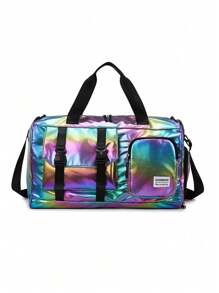 Sac de voyage grande capacité léger arc-en-ciel laser perle - organisateur de gym étanche séparation humide/sec avec compartiment à chaussures indépendant pour la saison scolaire, le fitness, le yoga et les voyages. Accessoires scolaires