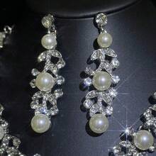 1 套复古多功能水晶 3 件套首饰套装：耳环、项链，适合新娘、婚礼、派对、正式场合 - 珠寶套裝 - 查看 3