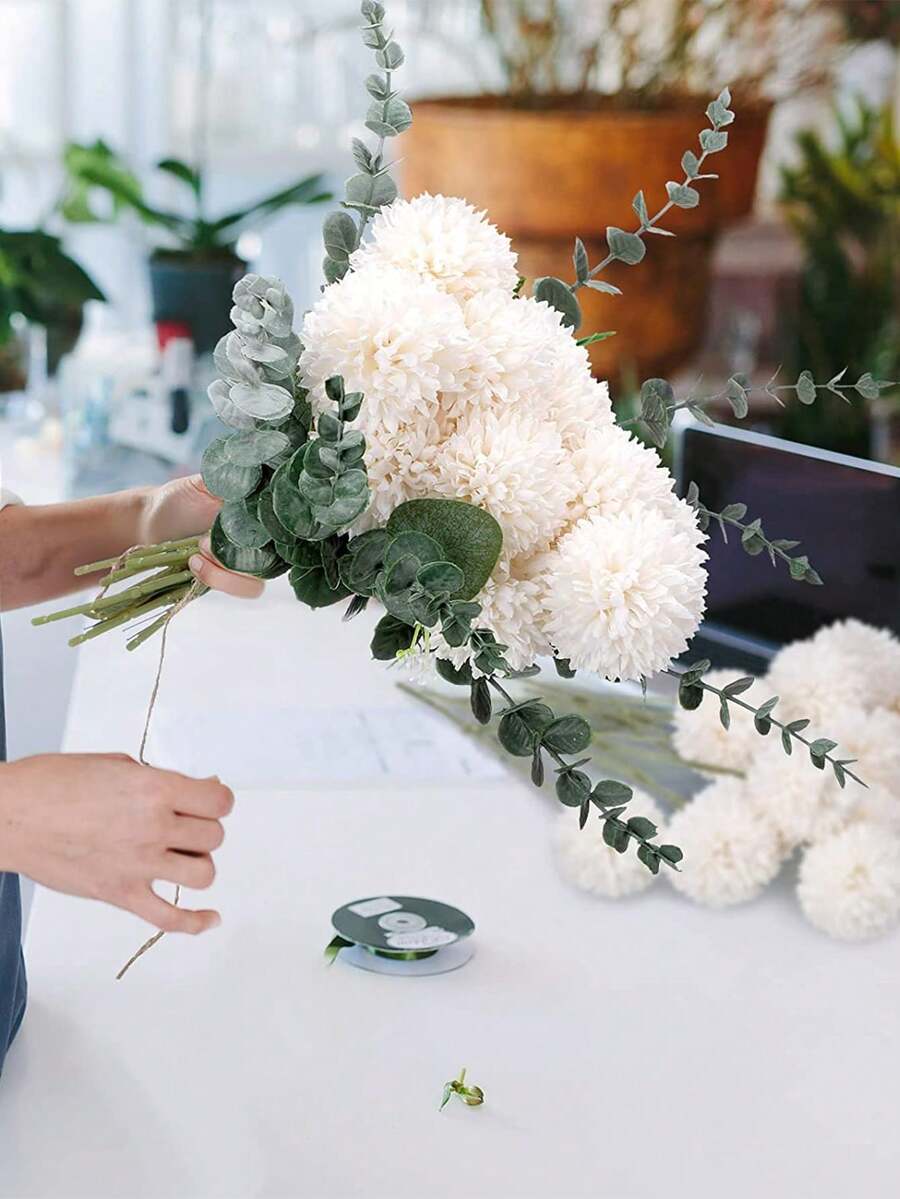 20pcs Artificial Chrysanthemum Decor, For Kitchen, Bedroom, Wedding Bouquet, Valentine Floral Arrangement, Wedding Party Table Centerpiece, Available In 1/5/10/20 Piece Sets, Valentine Day, Gift - White - View 1