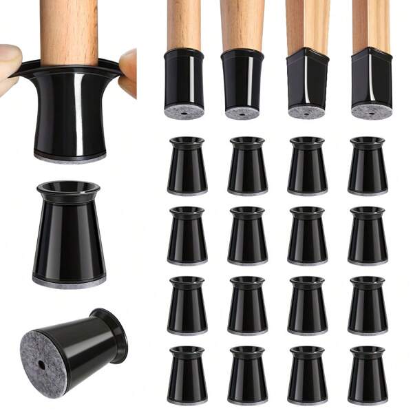 8/16/32 pièces Mini-couvre-pieds de chaise en silicone / glisseurs de meuble avec tampons en feutre - protecteurs de sol anti-bruit pour les pieds de chaise, protègent efficacement le sol et les pieds de table (4 couleurs disponibles)