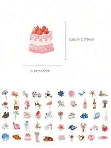 50 pièces Autocollants artistiques style méditerranéen PVC, Cadeau dessin animé, Décoration, Scrapbooking, Ordinateur portable, Bagage, Guitare, Tasse d'eau, Étui de téléphone, DIY Décalque, Fournitures scolaires, Rentrée scolaire - défaut - Voir 2