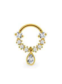 1/4 pièces Set d'anneaux de nez en acier inoxydable avec zircone cubique, boucle d'oreille et clou de nez minimaliste avec motif planète et goutte d'eau, accessoires unisexes