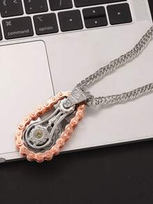 1pc Punk Fidget Gear Finger Chain Metal Toy Necklace, Stress Relief - Gear Necklace - View 5