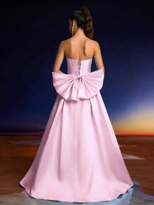 Anymoon Women's Formal Evening Dress, 3D Handmade Floral Decor, Suitable For Graduation Ceremony, Homecoming, And Wedding Occasions - Pink - View 2