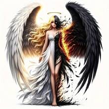 1/2/3 件黑白天使翅膀热转印贴纸，DIY 服装，适用于 T 恤、帆布包、枕头、热压贴花 - 彩色 - 查看 1