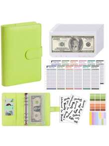 Loseblatt-PU-Notizbuch Reißverschlusstasche Bargeld Budget Aufbewahrungstasche