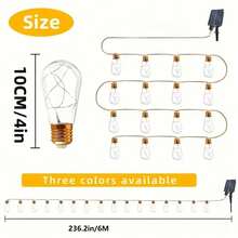 1pc 8 Modes Solar Powered Vintage Hemp Rope String Lights, Patio Garden Camping Decor, 4M 10LED Or 6M 16LED - Warm Light - View 9